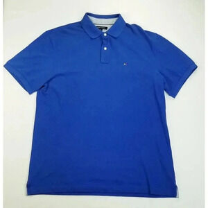 Tommy Hilfiger Custom Fit Size 2XL Men's Blue Chest Logo Tag Short Sleeve Polo